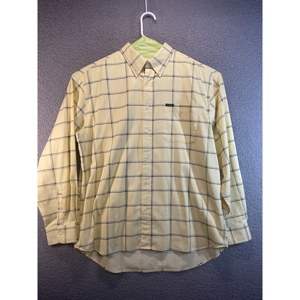 Ivy Crew Classics Men's Yellow Plaid Wrinkle Resistant Cotton Button-Up Shirt XL